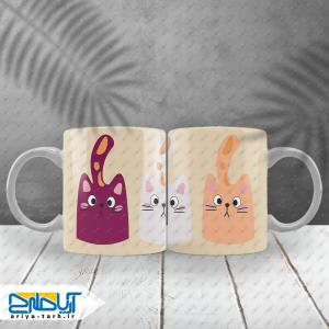 فایل لایه باز ماگ سابلیمیشن گربه سه تایی