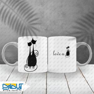 طرح لایه باز ماگ سابلیمیشن گربه عاشقانه