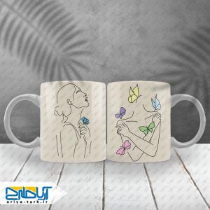 طرح لایه باز ماگ سابلیمیشن دختر با پروانه